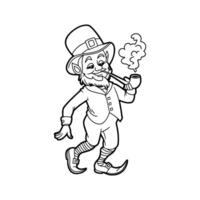Cute Leprechaun Smoking a Pipe, Perfect for Coloring Books vector