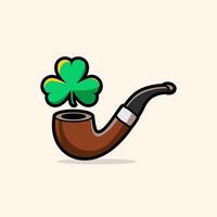 A smoking pipe with a lucky clover design. vector