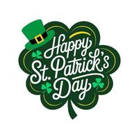 Festive St. Patrick's Day Design with Shamrocks and Leaning Cap vector
