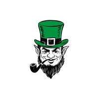 Smiling leprechaun in a green top hat, ready for St. Patrick's Day. vector
