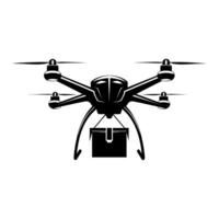 Silhouette of a Drone with carrying a package. vector