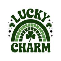 Lucky Charm Typography Featuring a Rainbow and Shamrocks vector