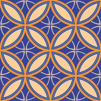 Abstract Geometric Seamless Pattern Blue, Orange, Circular Design vector