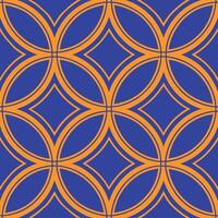 Geometric Blue Orange Interlocking Circles Pattern Design vector