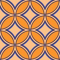 Geometric Orange and Blue Circular Pattern Seamless Design vector