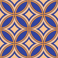 Abstract Geometric Seamless Pattern Blue, Orange, Peach Design vector