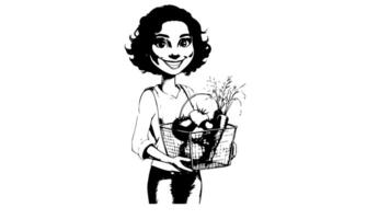 sketch of an icon of a person using a shopping basket video