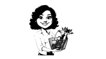 a sketch of an icon of a person using a shopping basket video