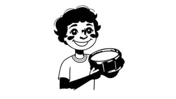 forms a sketch of an icon of a person holding a tambourine video