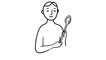 forms a sketch of an icon of a person holding a spoon video