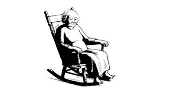 a sketch of a grandmother icon sitting in a rocking chair video