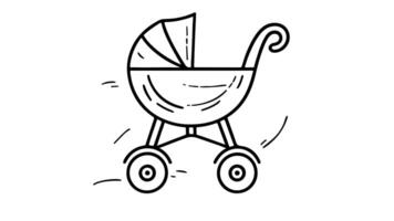 Animation forms a sketch of a baby carriage icon video