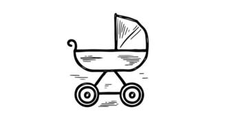 forms a sketch of a baby carriage icon video