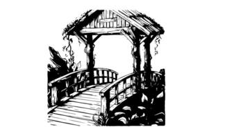 forms a sketch of a wooden bridge icon video