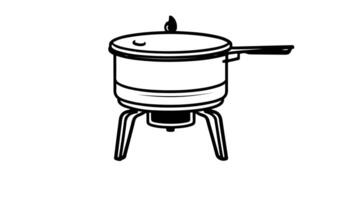 Animation forms a sketch of a portable stove icon video
