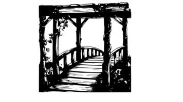Animation forms a sketch of a wooden bridge icon video