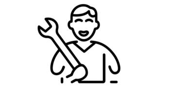 forms a sketch of an icon of a person holding a wrench video