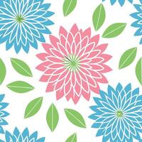 Pink and Blue Floral Seamless Pattern Background Design vector