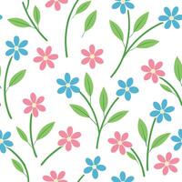Pretty Pink Blue Flower Seamless Pattern Simple Design Background vector