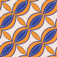 Abstract Orange Blue Swirl Geometric Pattern Seamless Design vector