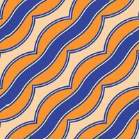 Abstract Geometric Orange Blue Wave Pattern Seamless Design vector