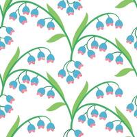 Bluebell Floral Pattern Spring Bloom, Natures Design, Seamless Repeat vector
