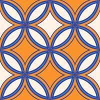 Abstract Geometric Orange Blue White Circular Tile Pattern Design vector