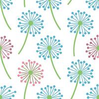 Pastel Dandelion Flower Seamless Pattern Background Design vector
