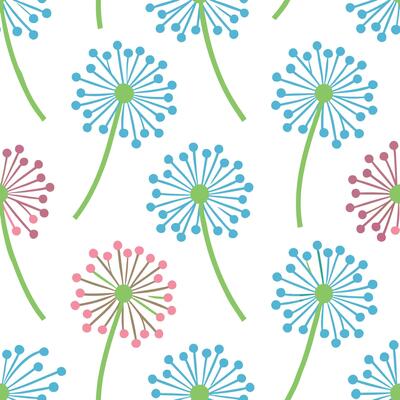 Pastel Dandelion Flower Seamless Pattern Background Design