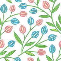 Pastel Tulips Spring Floral Pattern Seamless Design Background vector