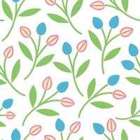 Seamless Pastel Tulip Pattern Spring Floral Design Background vector