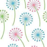 Pastel Dandelion Flower Pattern Seamless Spring Design vector