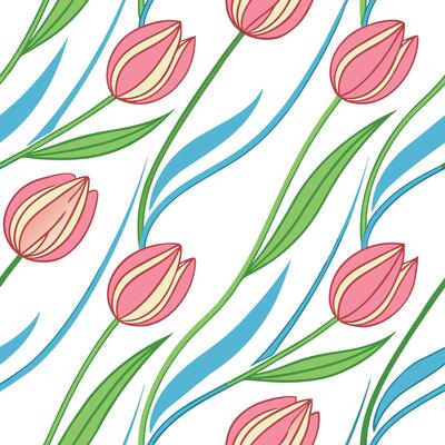 Elegant Pink Tulips Spring Floral Seamless Pattern Design
