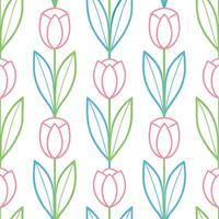 Pastel Pink and White Tulip Floral Seamless Pattern Design vector