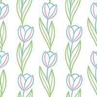 Seamless Pattern of Pastel Tulips, Spring Floral Design vector