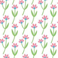 Pink and Green Flower Seamless Pattern Background Design vector