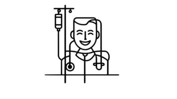 animation forms a sketch of the doctor and IV icon video