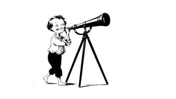 forms a sketch of an icon of a person using a telescope video
