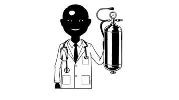 forms a sketch of a doctor and oxygen cylinder icon video