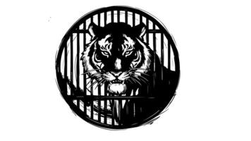 forms a sketch of a tiger icon in a cage video