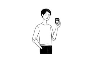 a sketch of an icon of a person holding a memory card video