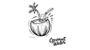 forms a sketch of the coconut water icon video