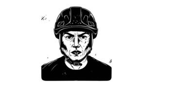 forms a sketch of an icon of a person wearing a bicycle helmet video