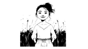 forms a sketch of a woman icon on a stretch of grass video