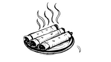 Animation forms a sketch of the enchilada icon from Mexico video