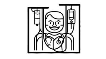 forms a sketch of the doctor and IV icon video