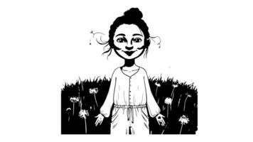 sketch of a woman icon on a stretch of grass video
