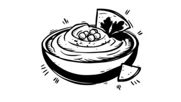 Animation forms a sketch of a bowl of humus icon video