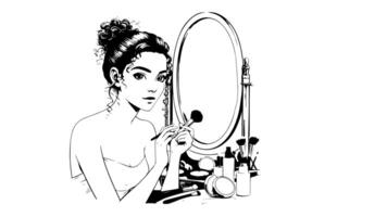 forms a sketch of a woman with make-up icon video