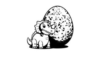 animation forms a sketch of the egg and dinosaur icon video